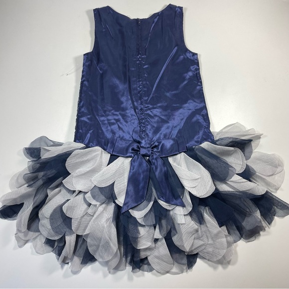 NWOT Blue Glittery Lace Dress Scallop Sweep - Picture 4 of 9